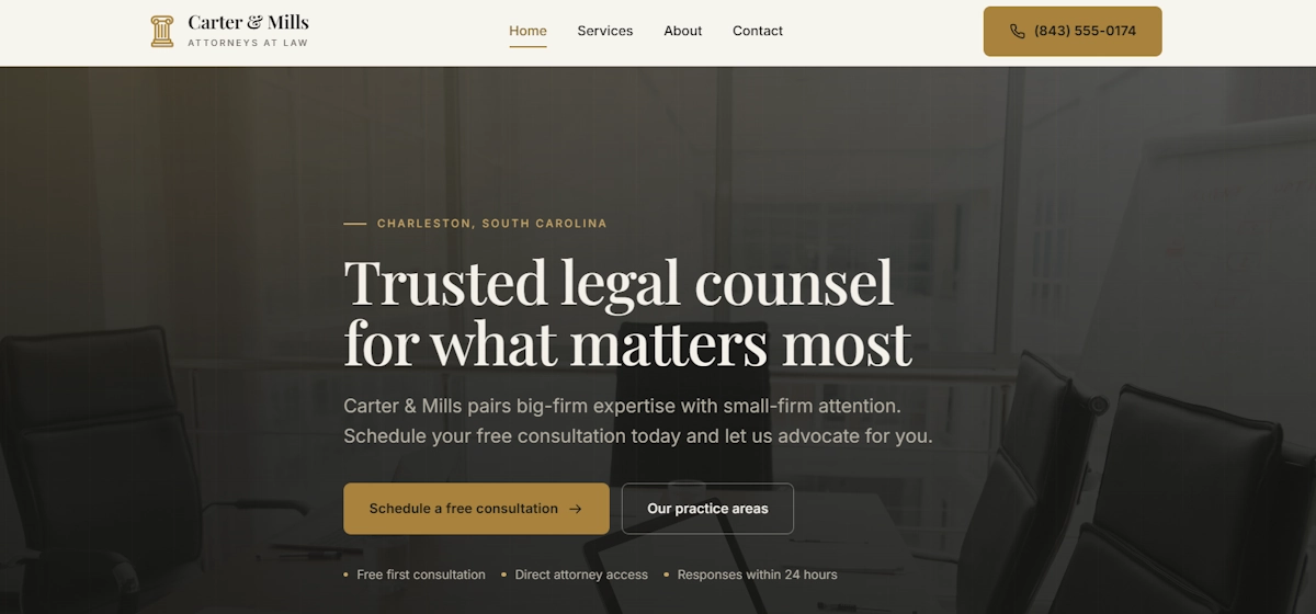 Carter & Mills Attorneys at Law website preview